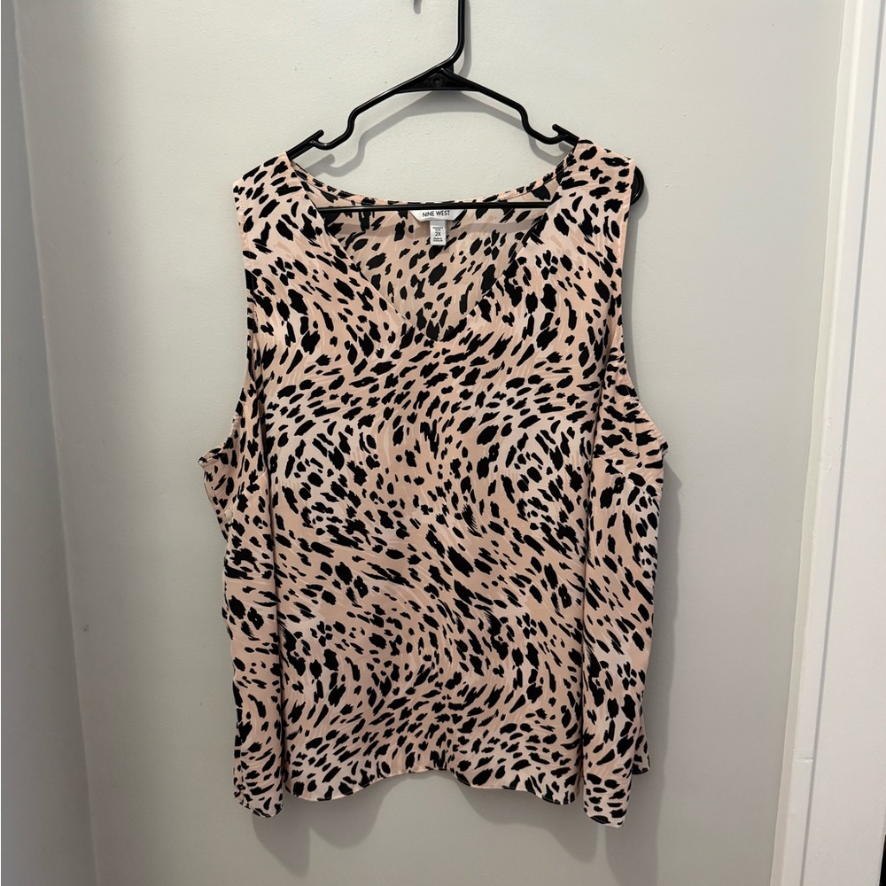 Nine West Light Pink, Beige and Black Sleeveless Blouse